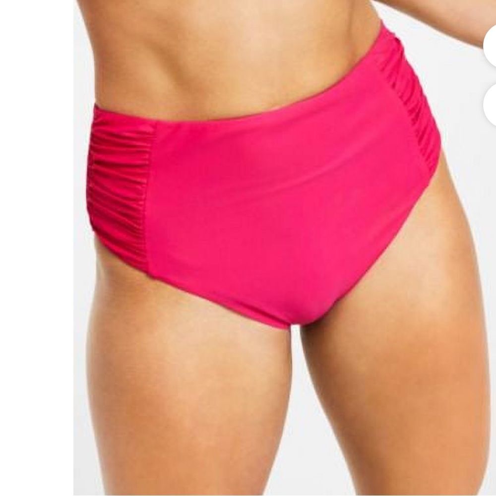 Bar Iii Womens Size XS Shirred High-Rise Bikini Bottoms Swimwear Ruby